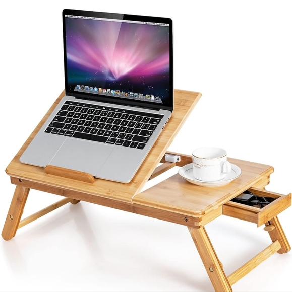 100% Bamboo Laptop Desk with Tilting Top & Drawer - Picture 8 of 8